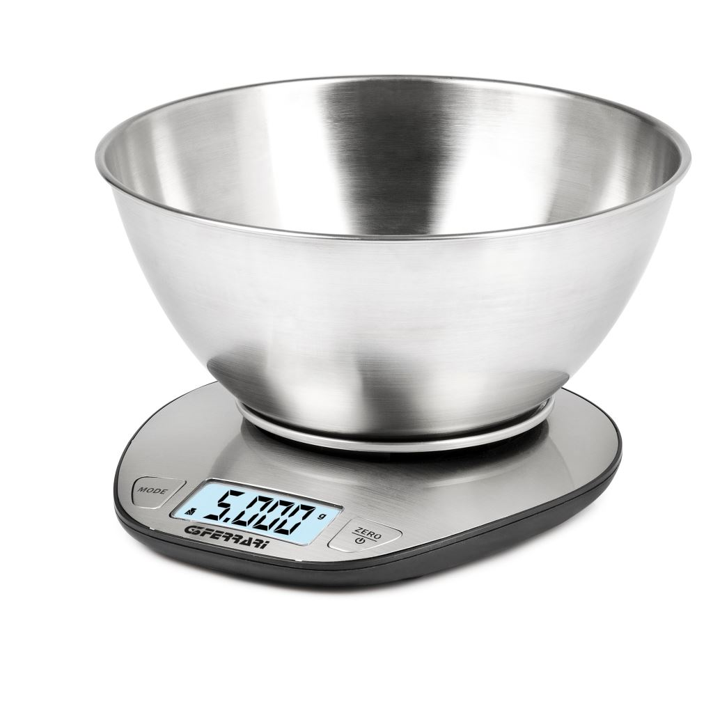 Cantar digital de bucatarie, G3Ferrari, G20062, cu bol, ecran LCD, diverse moduri, Argintiu (G20062)-0