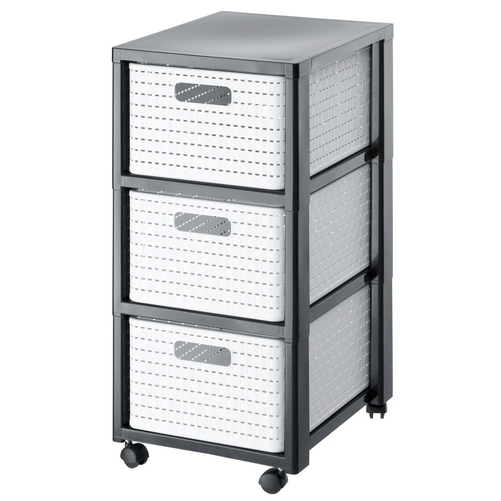 Rotho Regał na kółkach z 3 szufladami Country biały-antracyt (1165490001)-0