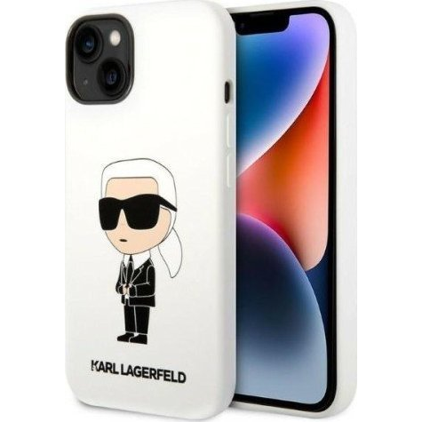 Karl Lagerfeld Etui Karl Lagerfeld KLHCP14MSNIKBCH Apple iPhone 14 Plus hardcase biały/white Silicone Ikonik (KLD1316)-0