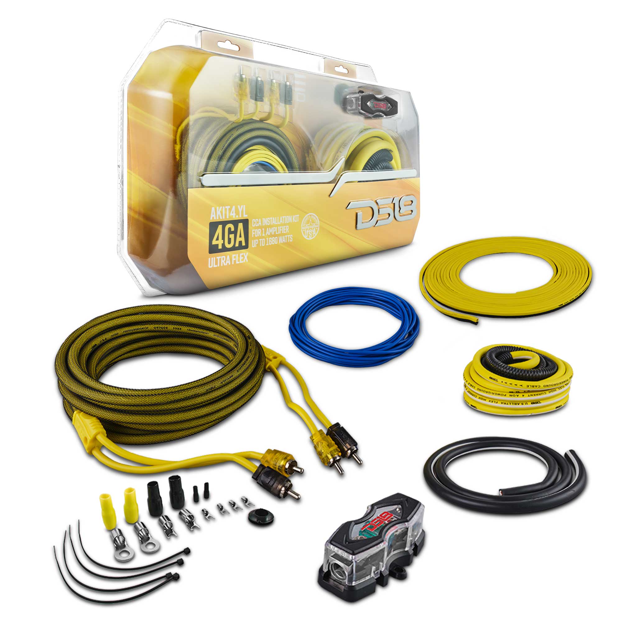 4-GA Amplifier Installation Wiring Kit - Yellow – Georbella