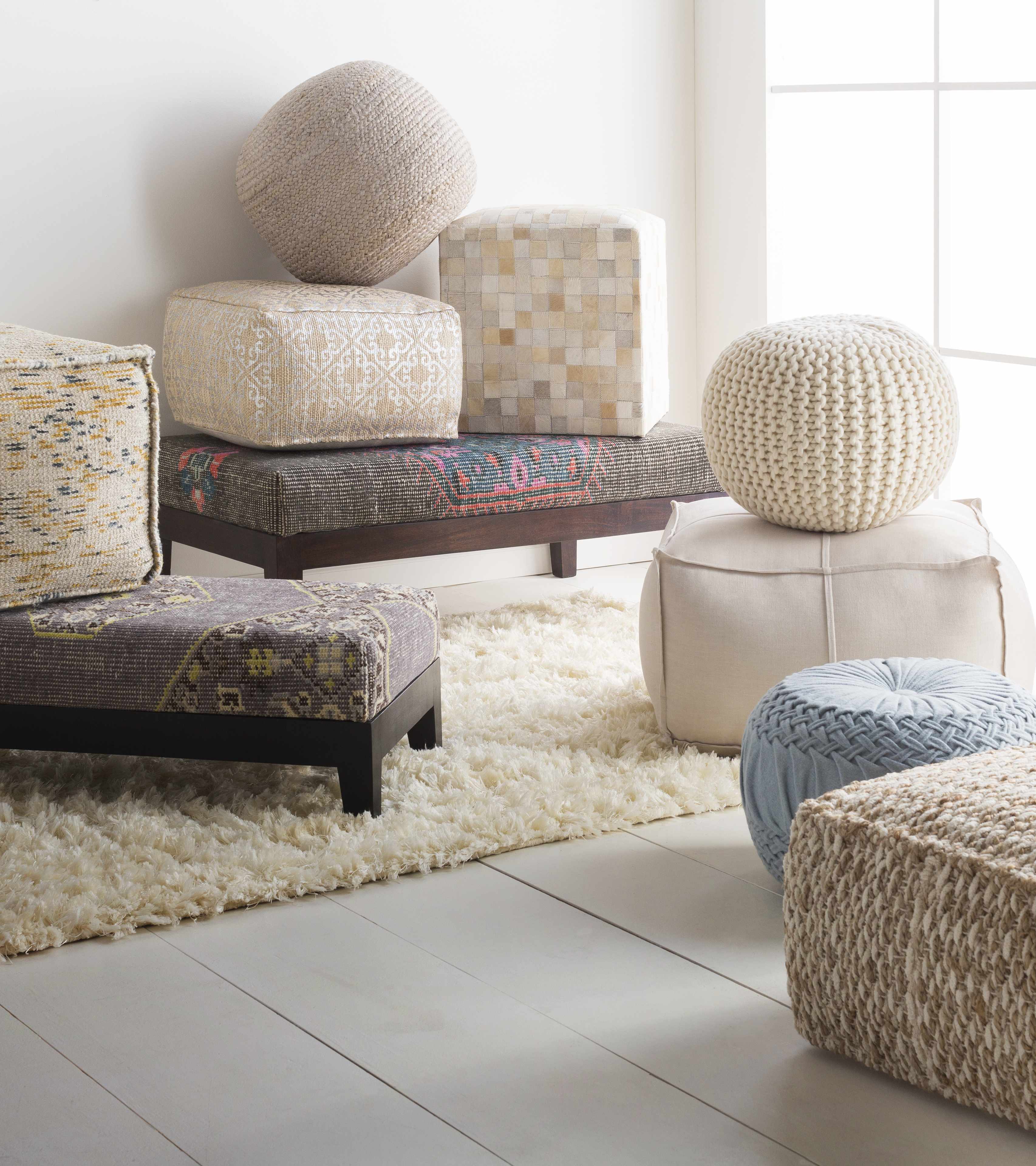 Netcong Tan Jute Pouf-3