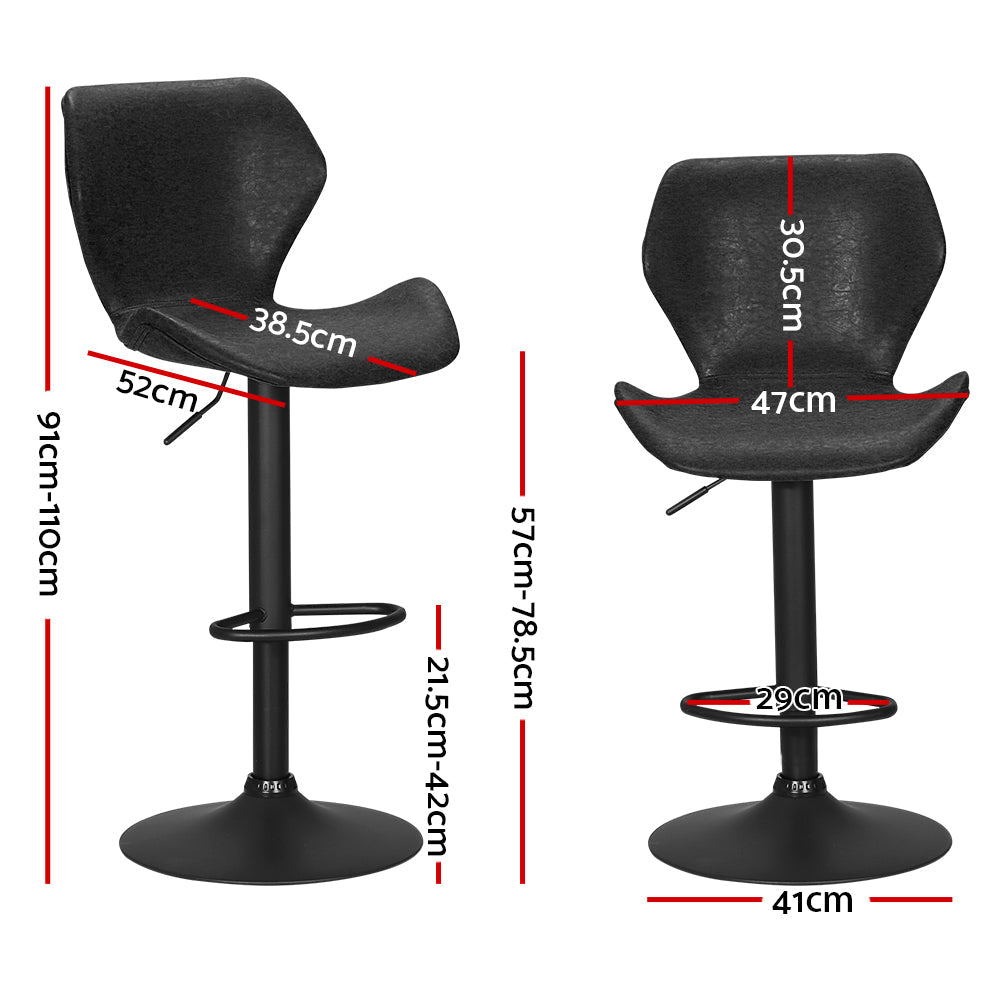 NNEDSZ Set of 2 Bar Stools Kitchen Stool Chairs Metal Barstool Swivel Black Frawley-1