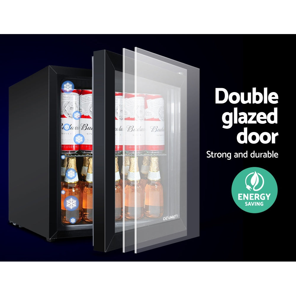 NNEDSZ 46L Glass Door Bar Fridge Mini Countertop Freezer Fridges Bottle Cooler-4