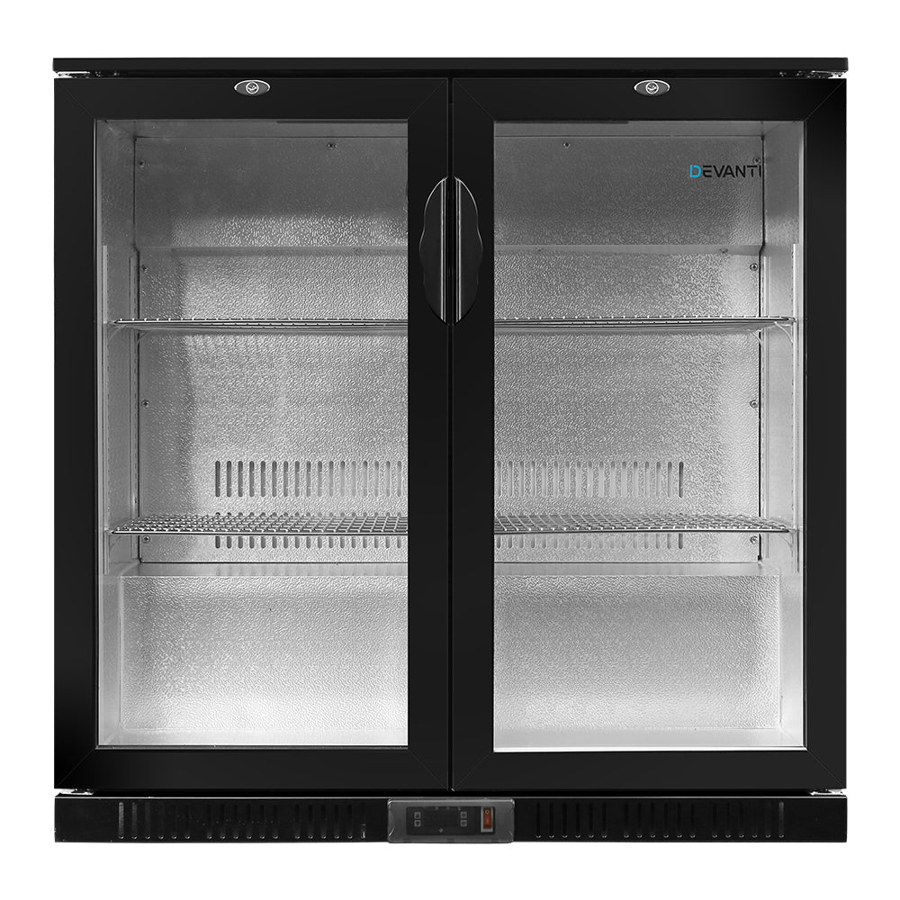 NNEDSZ Bar Fridge 2 Glass Door Commercial Display Freeer Drink Beverage Cooler Black-2