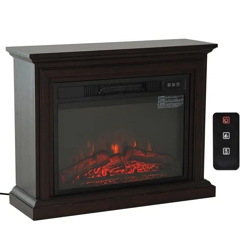 31 inch Dark Brown Electric Fireplace Heater Dimmable Flame Effect and Mantel w/ Remote Control-2