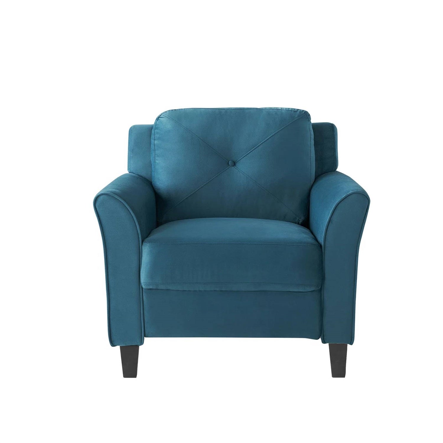 Blue Microfiber Upholstered Armchair Flared Arm Chair with Tufted Back Cushion-3