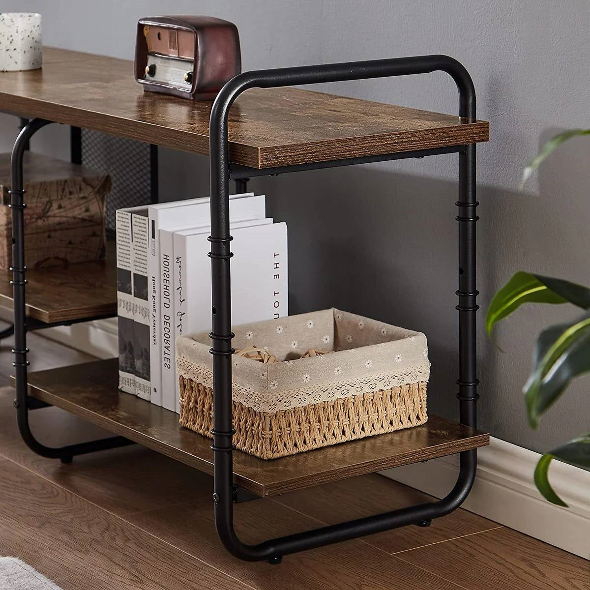 Modern Metal Wood Industrial Entertainment Center TV Stand for TV up to 65-inch-3