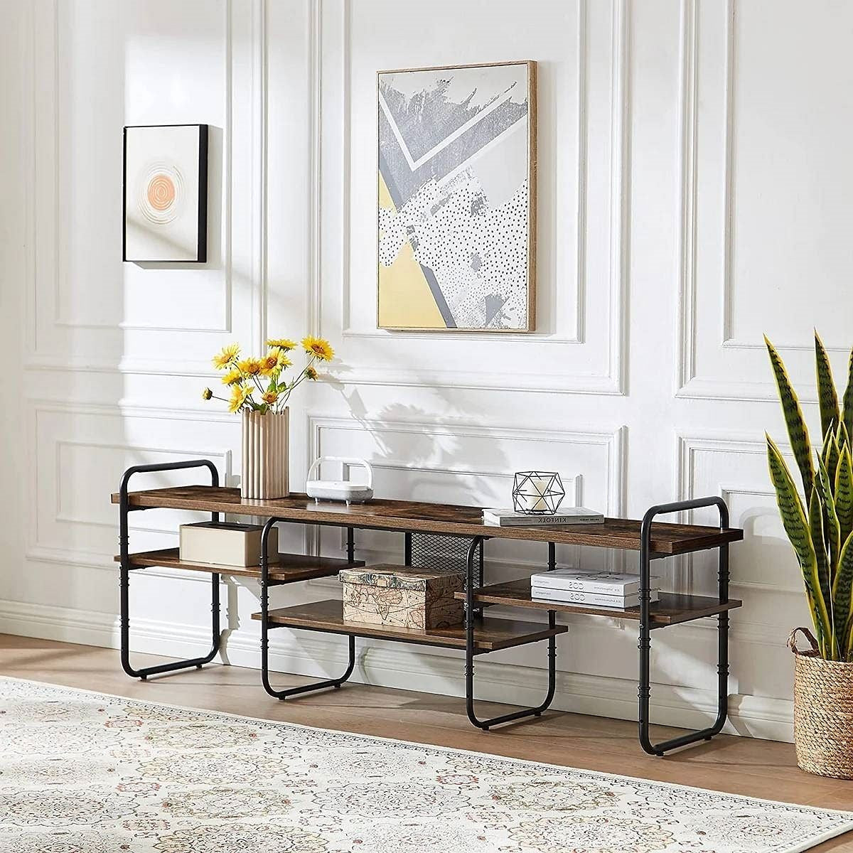 Modern Metal Wood Industrial Entertainment Center TV Stand for TV up to 65-inch-0