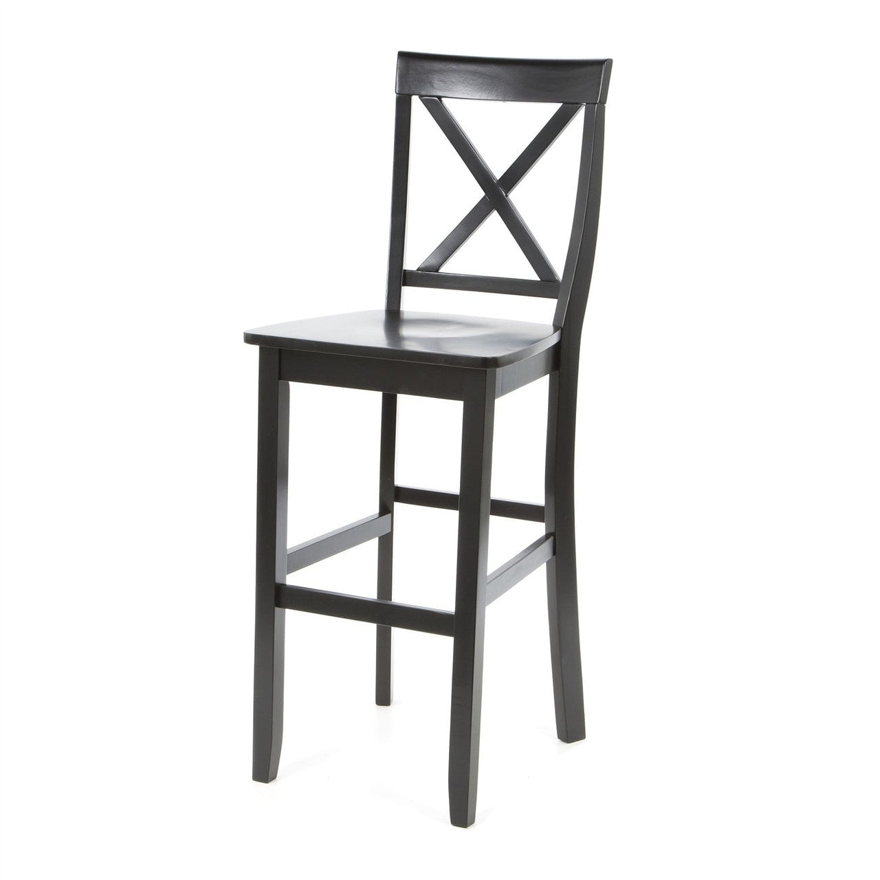 Set of 2 - X-Back Solid Wood 30-inch Barstools in Black Finish-0