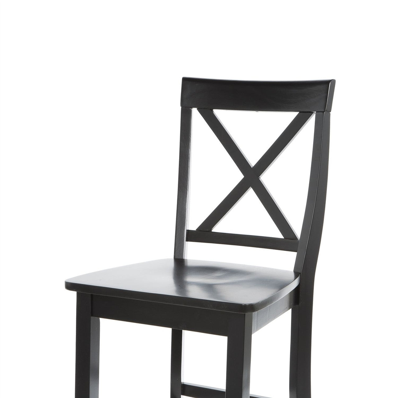 Set of 2 - X-Back Solid Wood 30-inch Barstools in Black Finish-1