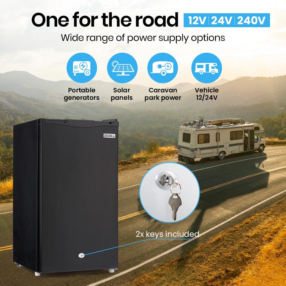 NNEMB 95L Portable Upright Fridge and Freezer 12V/24V/240V for Camping-Caravans-Black-3