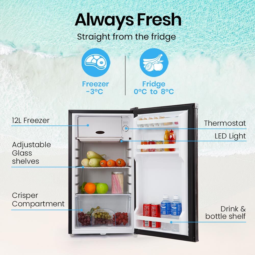NNEMB 95L Portable Upright Fridge and Freezer 12V/24V/240V for Camping-Caravans-Black-1