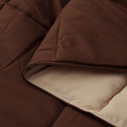 King/Cal King Traditional Microfiber Reversible 3 Piece Comforter Set in Brown-2