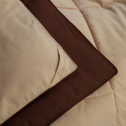 King/Cal King Traditional Microfiber Reversible 3 Piece Comforter Set in Brown-3