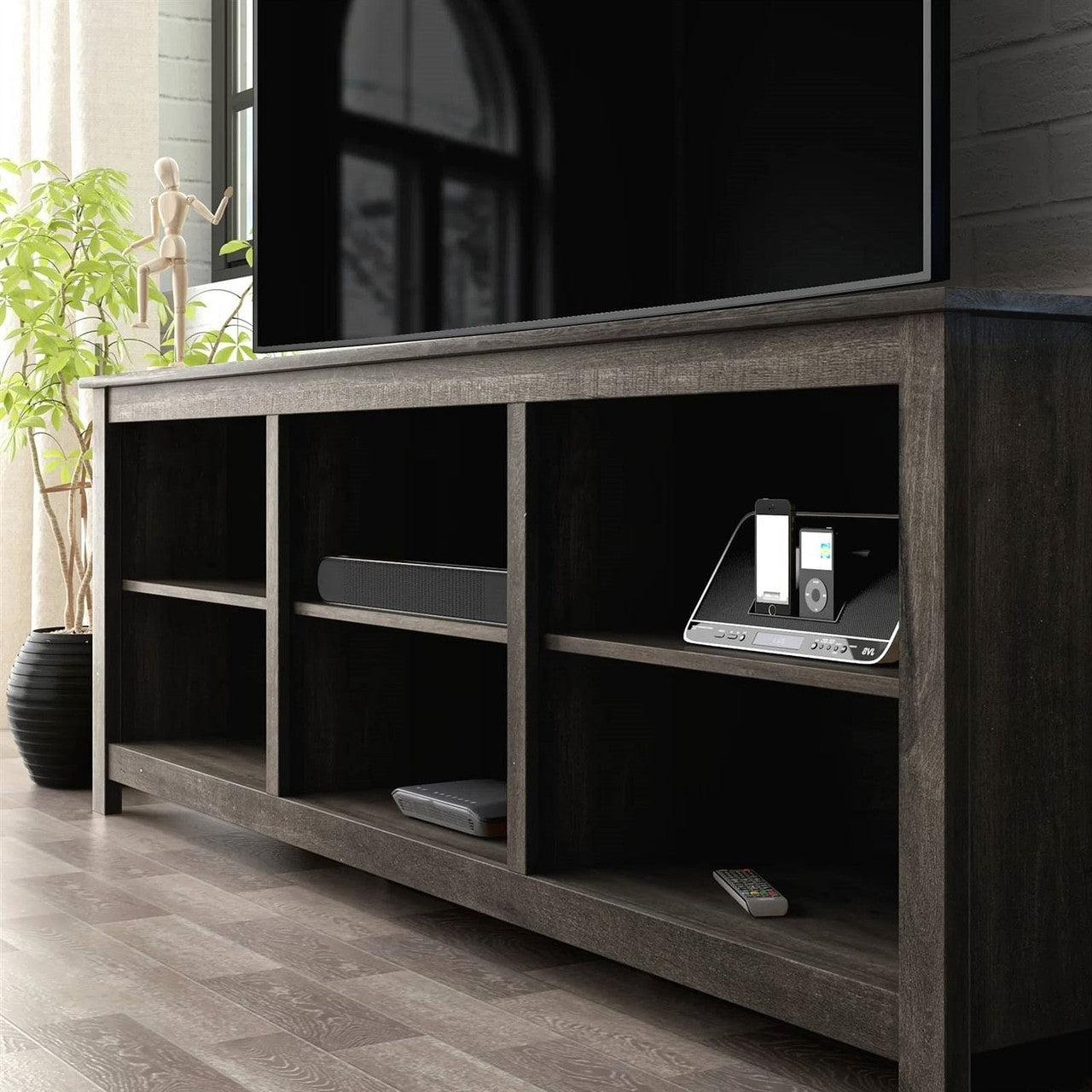 70-inch Dark Brown Wood TV Stand Entertainment Center for TV up to 78-inch-0