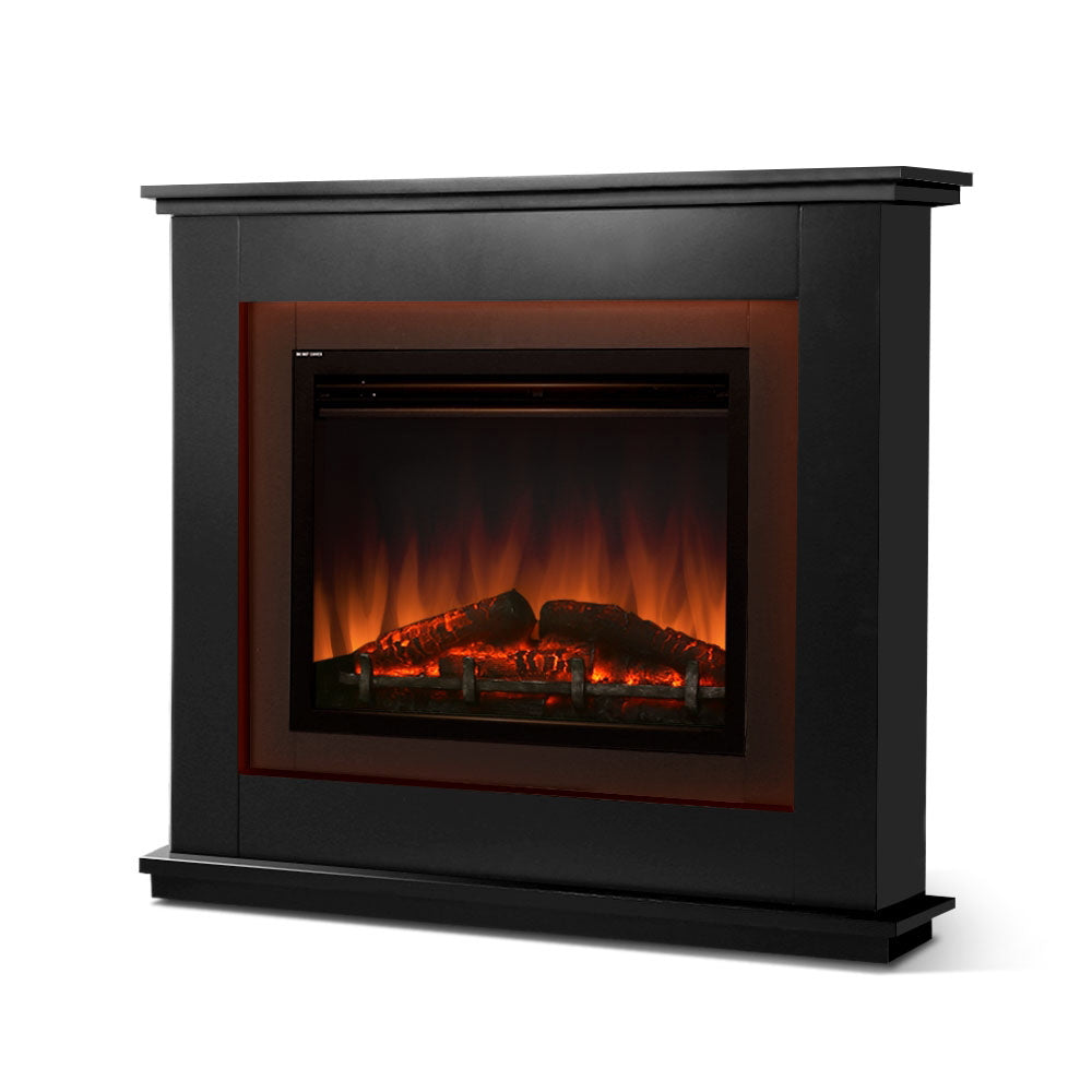 NNEDSZ 2000W Electric Fireplace Mantle Portable Fire Log Wood Heater 3D Flame Effect Black-2