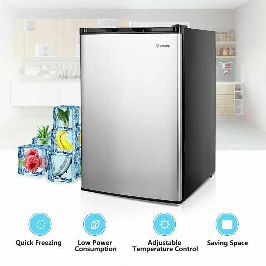 3 Cubic Feet Compact Upright Freezer with Stainless Steel Door-3