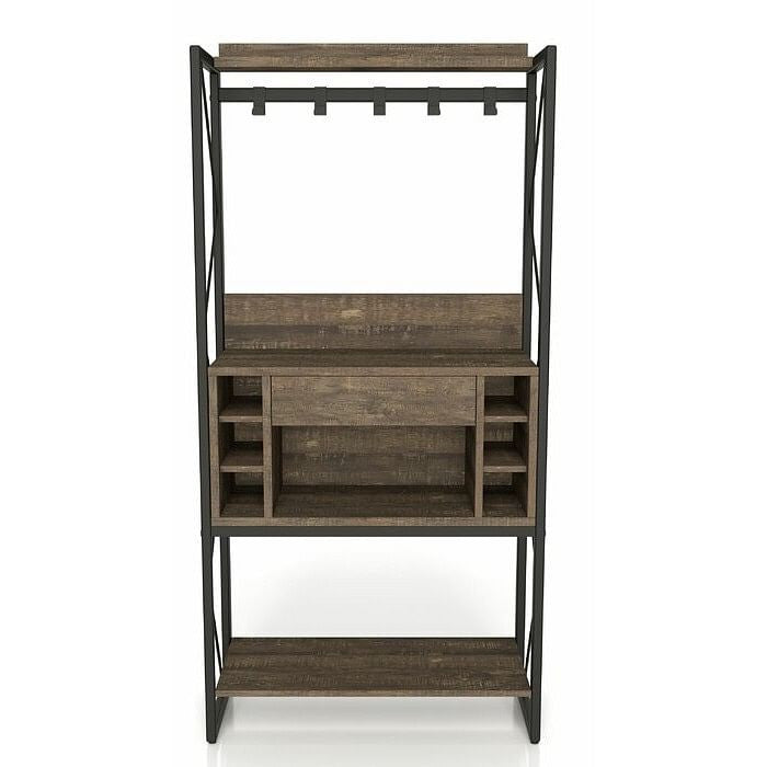 Farmhouse Oak Iron Baker's Wine Storage Rack-1
