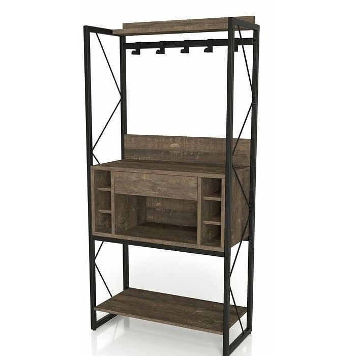 Farmhouse Oak Iron Baker's Wine Storage Rack-2