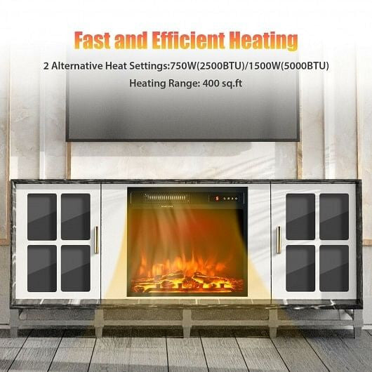 18 Inch 1500W Electric Fireplace Freestanding and Recessed Heater-1
