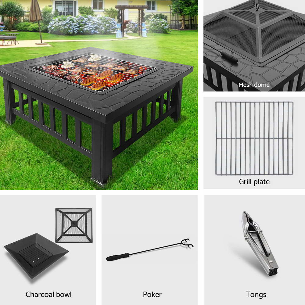 NNEDSZ Outdoor Fire Pit Table Grill Fireplace Stone Pattern-2