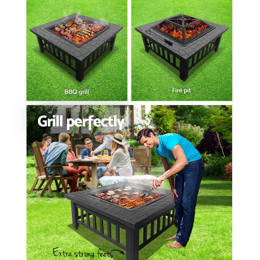 NNEDSZ Outdoor Fire Pit Table Grill Fireplace Stone Pattern-3