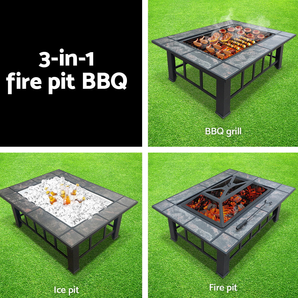 NNEDSZ Pit BBQ Grill Stove Table Ice Pits Patio Fireplace Heater 3 IN 1-3
