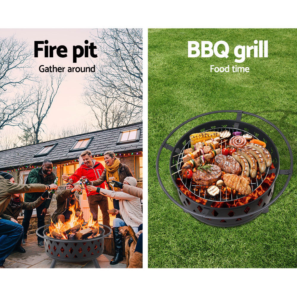 NNEDSZ Pit BBQ Charcoal Grill Ring Portable Outdoor Kitchen Fireplace 32-1