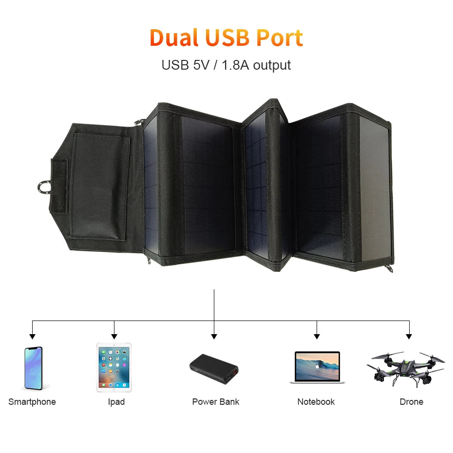 Outdoor Sunpower Foldable Solar Panel Cells 5V USB Portable Solar Charger Battery for Mobile Phone Traveling Camping Hiking-2