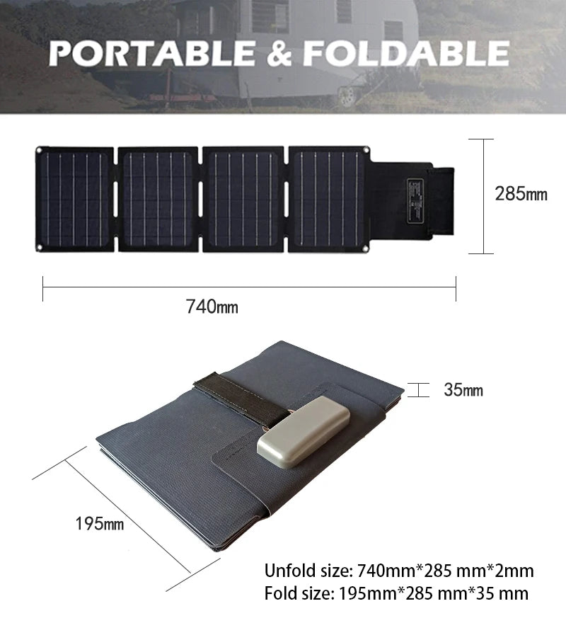Waterproof Camping Dual USB 5V 15V DC Ports 30W Monocrystalline Portable Solar Panel Foldable-4