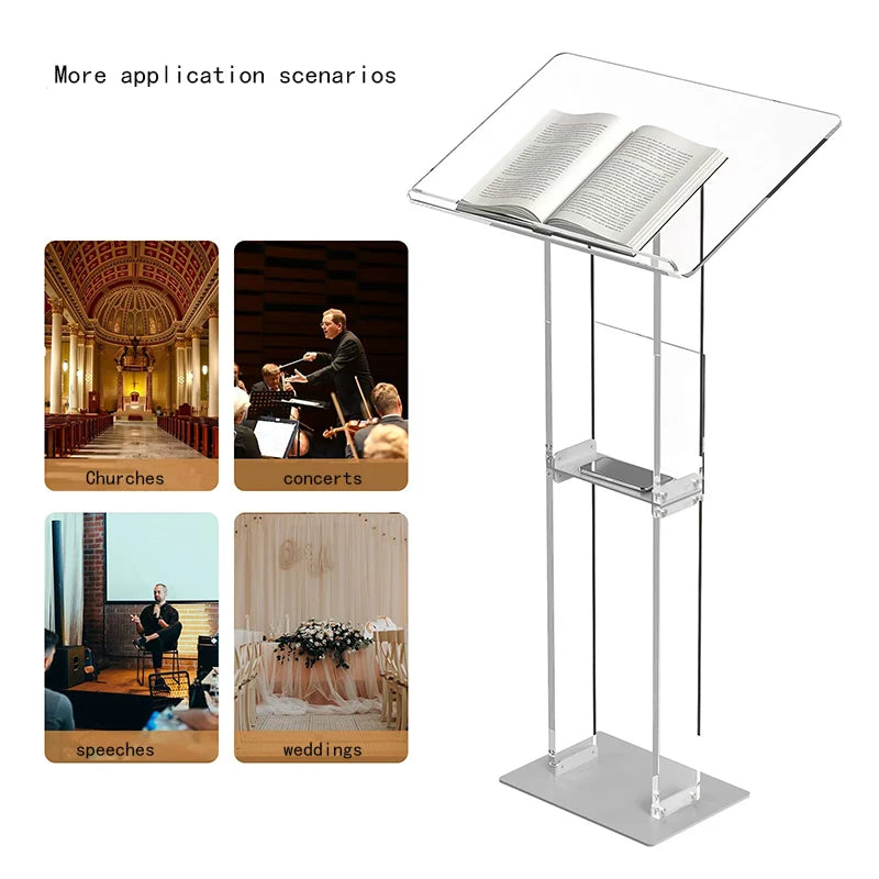 Modern Transparent C1rylic Podium Factory Direct Sales for Church School Supermarket Hotel-for Speech Platform or Conference-2