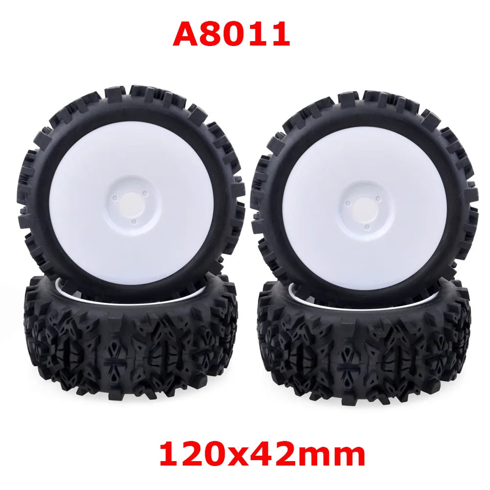 4PCS 1/8 RC Off-Road Tyre 120MM 112MM Buggy Car Tires Wheels 17Mm Hub Hex Wheel Rim for 1/8 RC Car Redcat Team HSP-9