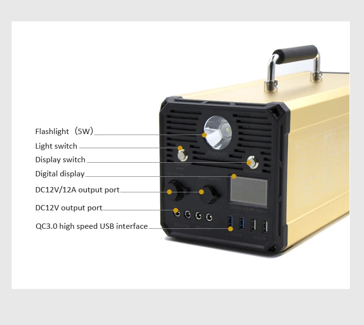 Solar Generator 3.7v120000mah Outdoor Camping Lithium 110v 1000w220 Volt Power Bank Portable Power Station-2