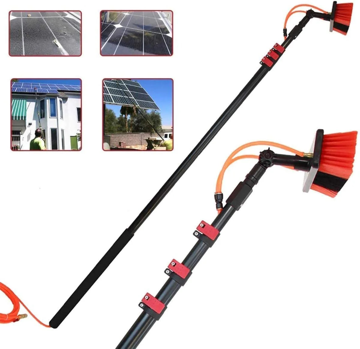 Best Selling Easy Handle Solar Panels Cleaning Brush Water Fed Brush Window Cleaning Kit Telescopic Aluminum Water Fed Pole-0