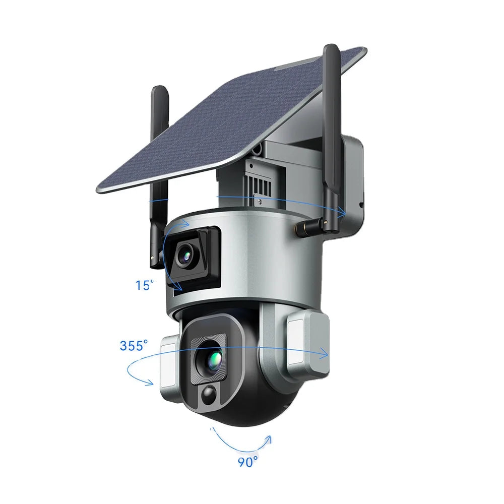 4K Dual Lens Solar WIFI Camera IP66 Outdoor Waterproof Two-Way Audio Solar Panel 6W TF Card( Max 128GB) & Cloud-0