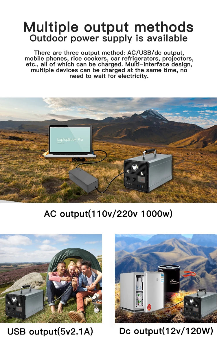 Multifunction 1000w 12v Portable Solar Generator Charging Mobile Power Supply Portable Power Station-5