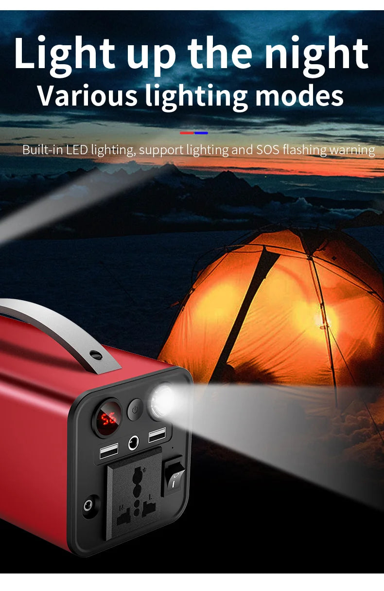 166Wh Portable Power Station 45000mAh Solar Generators Lithium Battery Power Supply with 110V AC Outlet, 2 DC Ports, 4 USB Ports-3