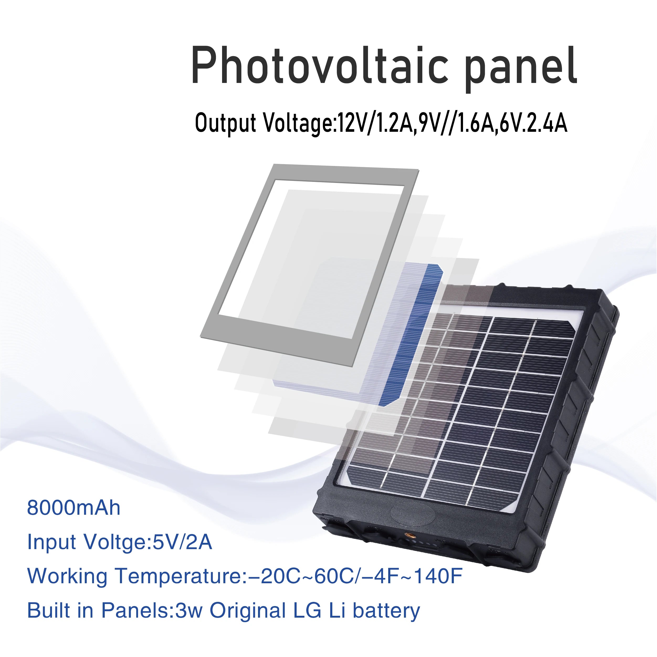 Trail Camera Solar Panel 12v/9v/6v Outdoor Power Supply Solar Panels 8000mah Built-In Lithium Battery for Outdoor Trail Camera-1