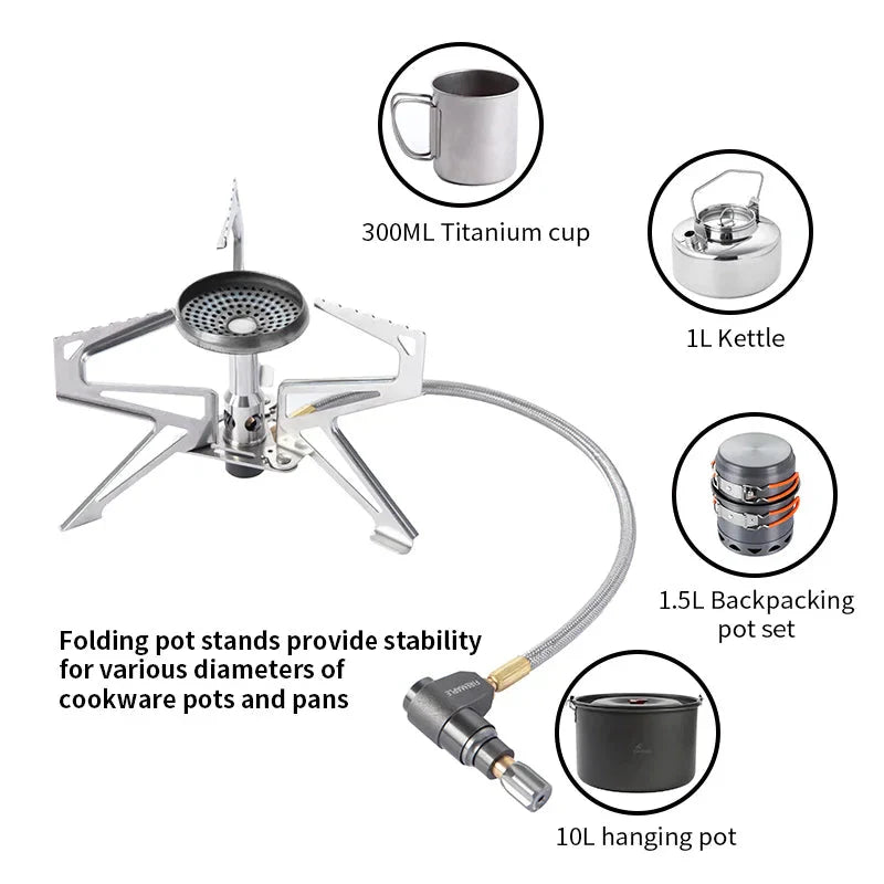 2900W Pressure Regulator Camping Stove Silver-3