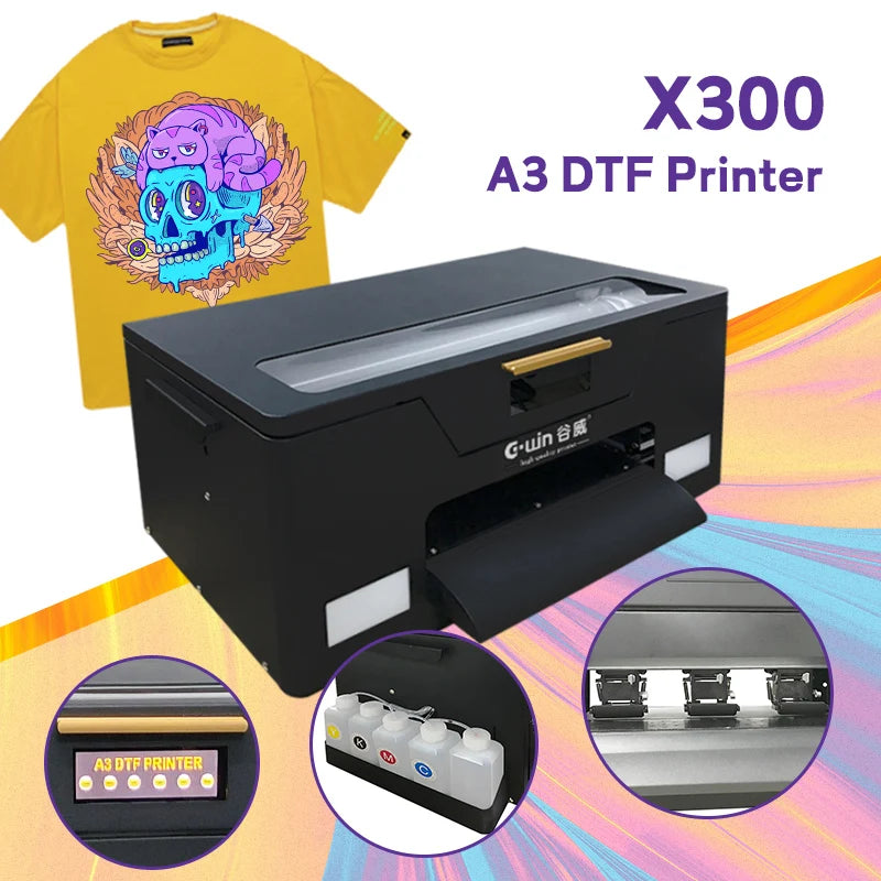 Gwin X300 Mini A3 13inch DTF Printer with Easy-to-Operate White Ink Circulation System Clothes Cloth CMYKW Ink 1-Year Warranty-4