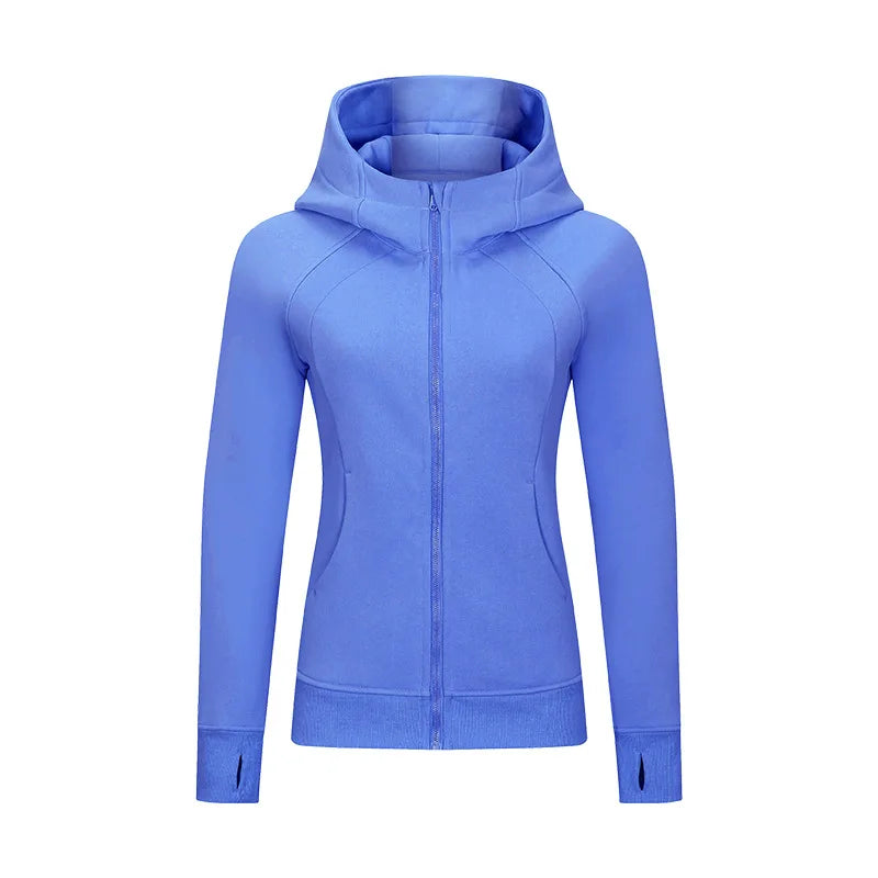 Xsunwing Custom Logo Fitness Coat Sports Wear Outwear Women Running Jackets With Thick Full Zip up Face Hoodie Sweater WDQ028-9