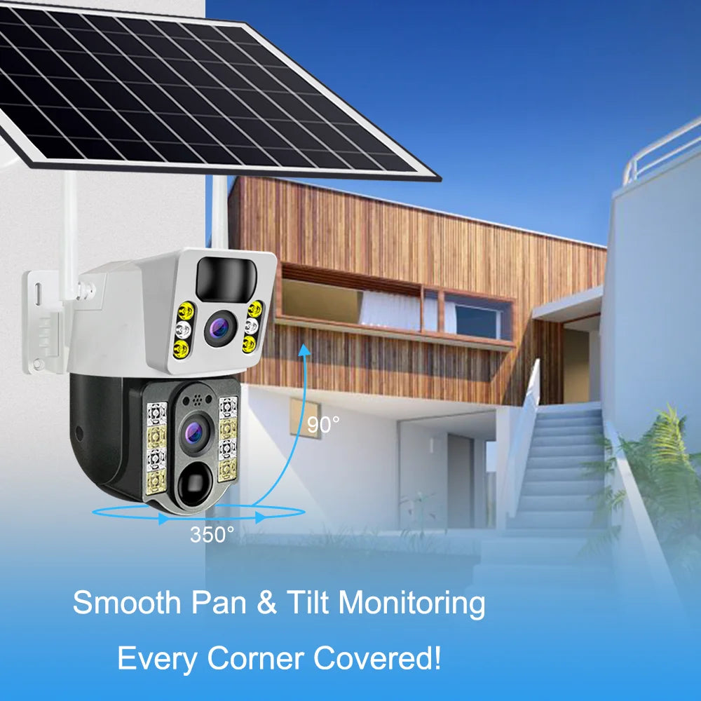 OEM WiFi Solar Panel Powered Dual Lens Surveillance CCTV Camera V380 Pro Wireless Outdoor Security WiFi Solar Camera-3