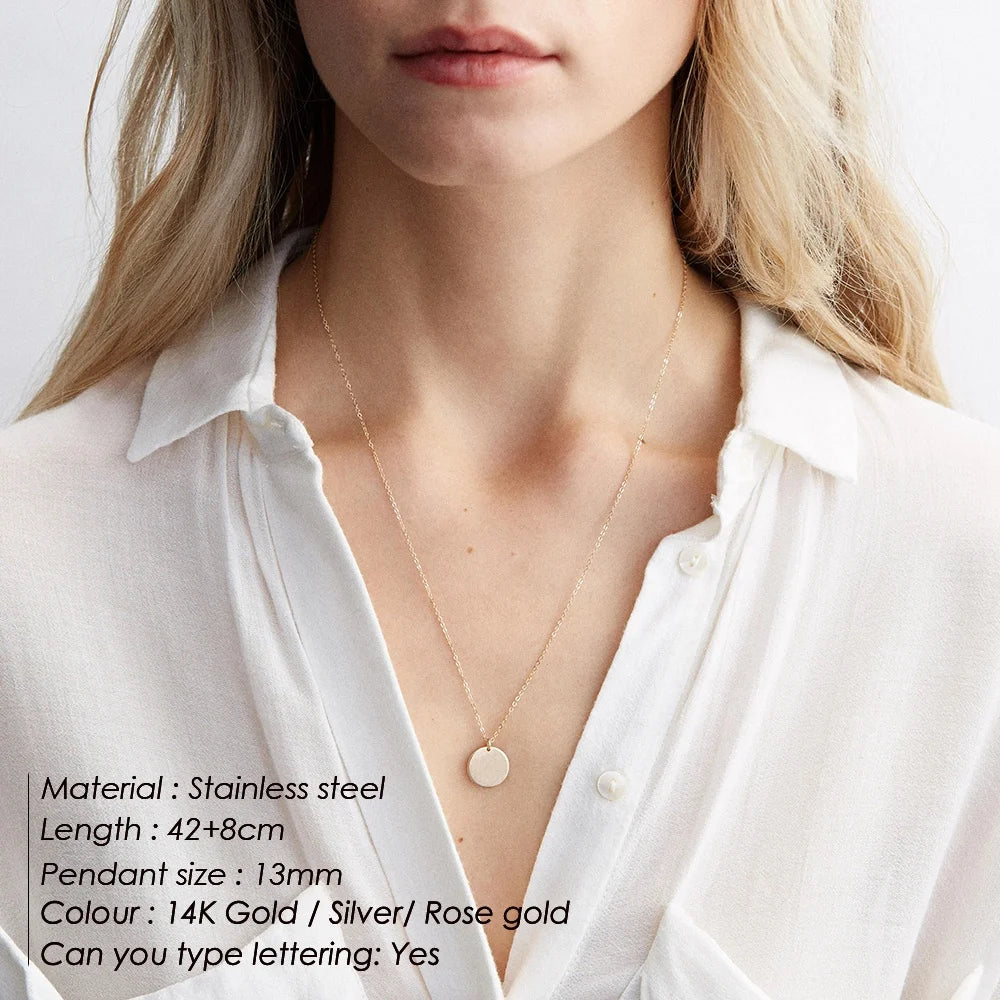 Layered Necklace Set Bar Pendant Women Stainless Steel Necklace Trendy 14k Gold Plated Geometric Disc Jewelry Gold Chain-1