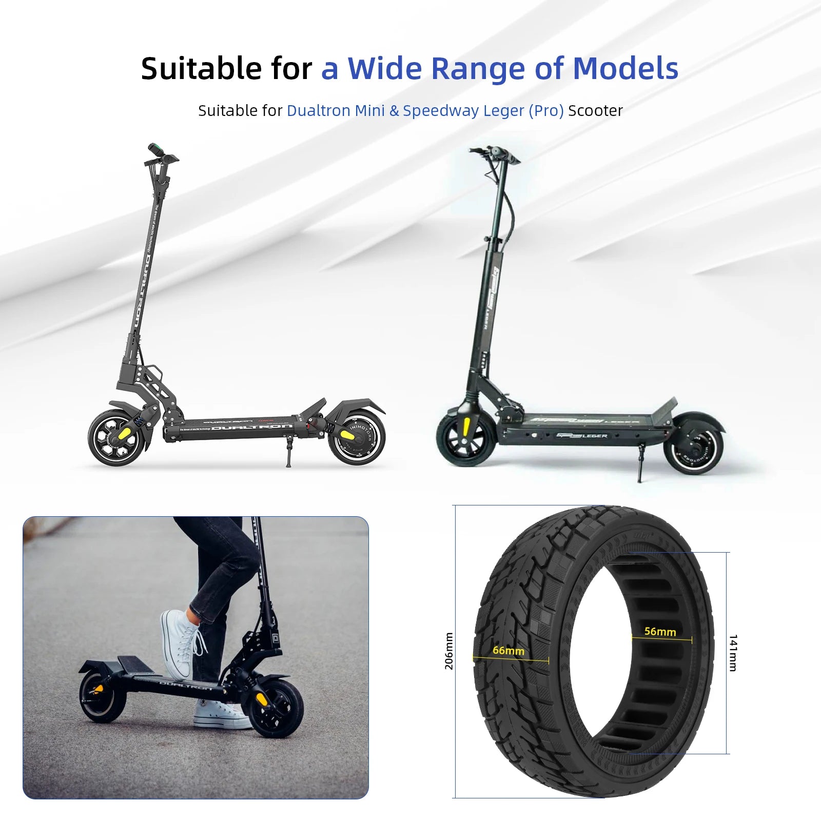 Ulip  Scooter Solid Tires 8.5*2.5/8.5*3 for Dualtron Mini & Speedway Leger (Pro) Rubber Off-Road Stab-Proof 8.5 Inch Tires-1