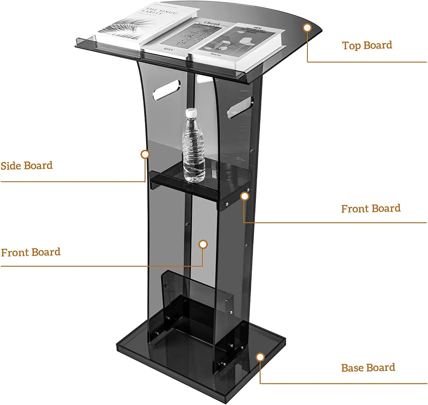 Acrylic Pulpit for Churches and Schools Floor Standing Podium Stand with LED Lights for Hotels and Church Reception Desks-5