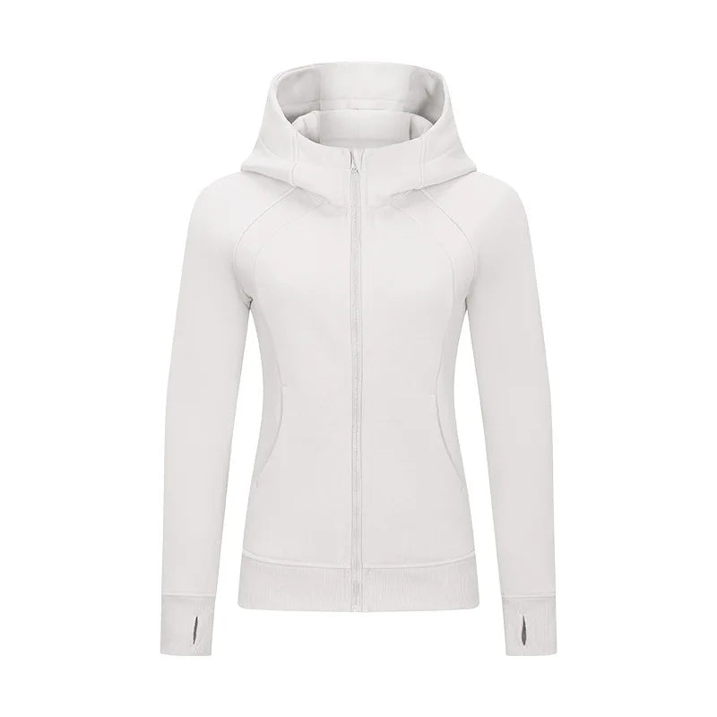 Xsunwing Custom Logo Fitness Coat Sports Wear Outwear Women Running Jackets With Thick Full Zip up Face Hoodie Sweater WDQ028-8