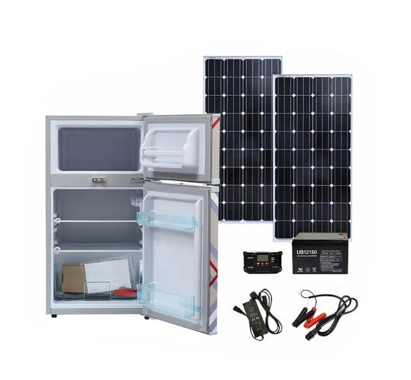 Single Double Door 12V 24V Solar Panel Energy Powered Freezer Refrigerator Fridge Solar Fridge Freezer-0