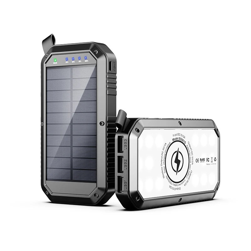 NEW Waterproof Solar Power Bank 10000mah Dual USB ABS Solar Battery Charger Travel Powerbank for All Phone-0
