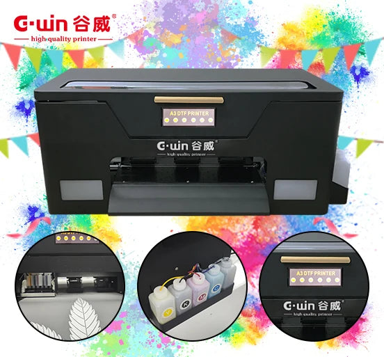 Gwin X300 Mini A3 13inch DTF Printer with Easy-to-Operate White Ink Circulation System Clothes Cloth CMYKW Ink 1-Year Warranty-1