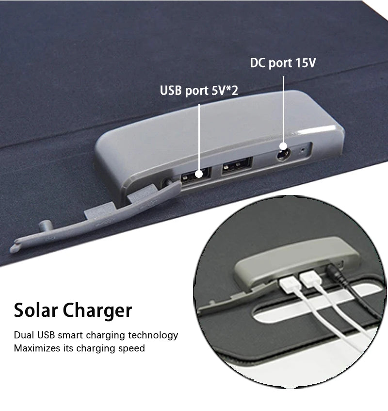 Waterproof Camping Dual USB 5V 15V DC Ports 30W Monocrystalline Portable Solar Panel Foldable-1